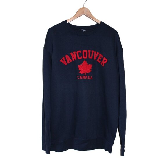 nwot VANCOUVER Canada Embroidered Crewneck Fleece Sweatshirt in Navy, Unisex XXL - Picture 2 of 9